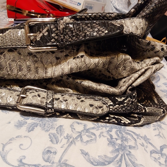 Like New: Python Faux Leather Zippered Bag - Picture 5 of 9